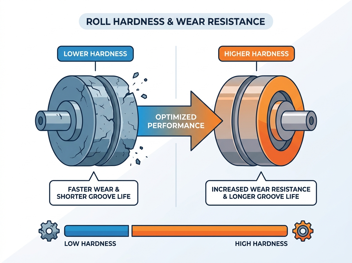 Roll hardness and wear resistance